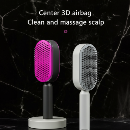 2 Self Cleaning Hair Brush For Women One-key Cleaning Hair Loss Airbag Massage Scalp Comb Anti-Static Hairbrush
