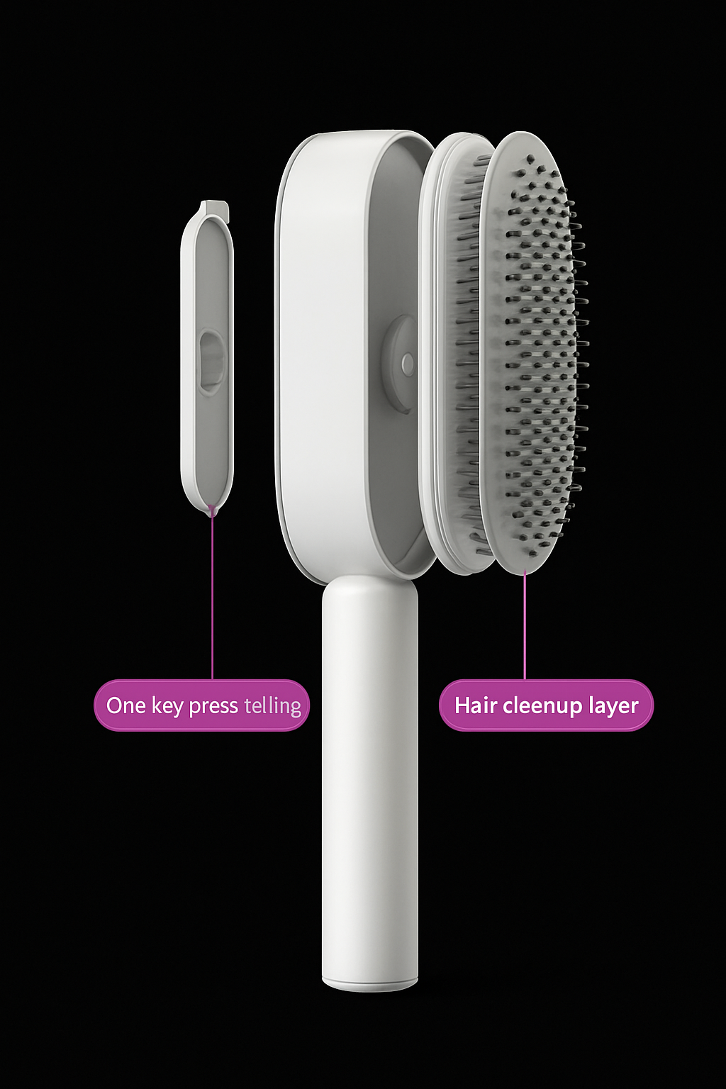 2 Self Cleaning Hair Brush For Women One-key Cleaning Hair Loss Airbag Massage Scalp Comb Anti-Static Hairbrush