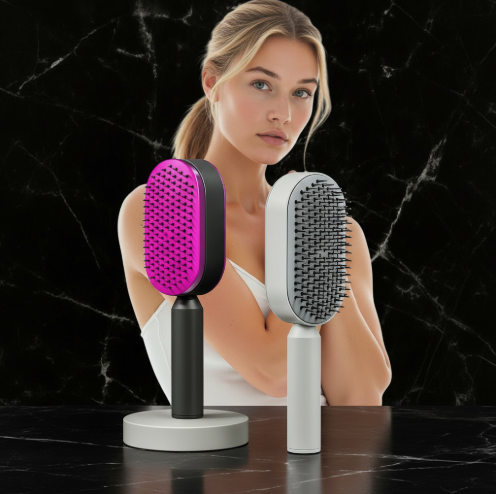 2 Self Cleaning Hair Brush For Women One-key Cleaning Hair Loss Airbag Massage Scalp Comb Anti-Static Hairbrush